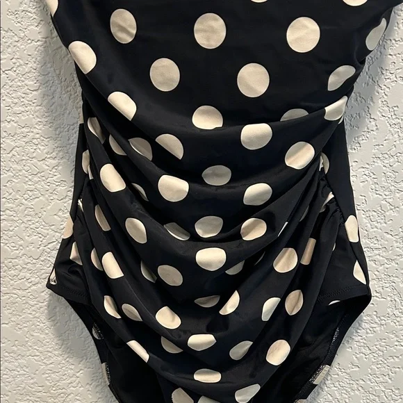 J. Crew Black and White Polka Dot One-Piece Swimsuit - Picture 2 of 10